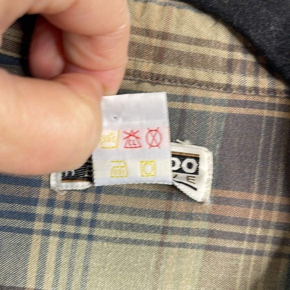 VINTAGE 90s Eldorado Reserve Mens Plaid Button Up Shirt Taupe Blue Cotton XXL - Picture 10 of 12